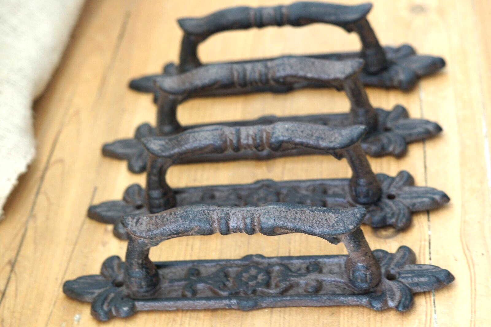Primary image for 4 Cast Iron Antique Style Barn Handles Gate Pull Shed Door Handles Pulls Garden