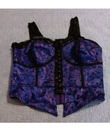 Purple Black Lace Bustier Moon Stars Zip Up Burlesque Steampunk Emo Y2K ... - £18.15 GBP