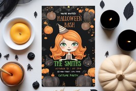 Cute Girl Halloween Party Invitation - $4.99