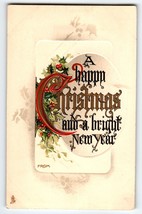 Happy Christmas Bright New Year Postcard Tucks Poinsettias 5109 Vintage 1912 - £7.91 GBP
