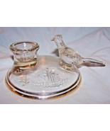 Vintage Jeannette Clear Glass Candleholder w/Pheasant Featured-2 inches ... - $15.00