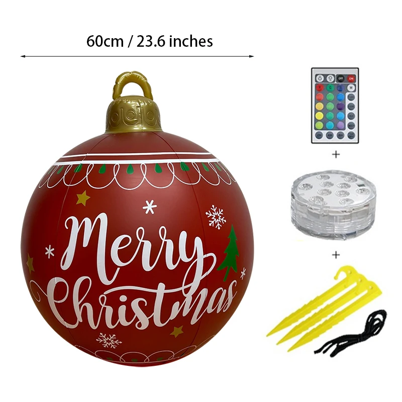 60CM LED Light Christmas ball Outdoor Christmas Inflatable Decorated Ball Made P - £93.73 GBP