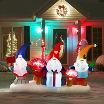 Gnomes With Gifts Christmas 7 Ft Lighted Inflatable Decoration Outdoor - £75.72 GBP