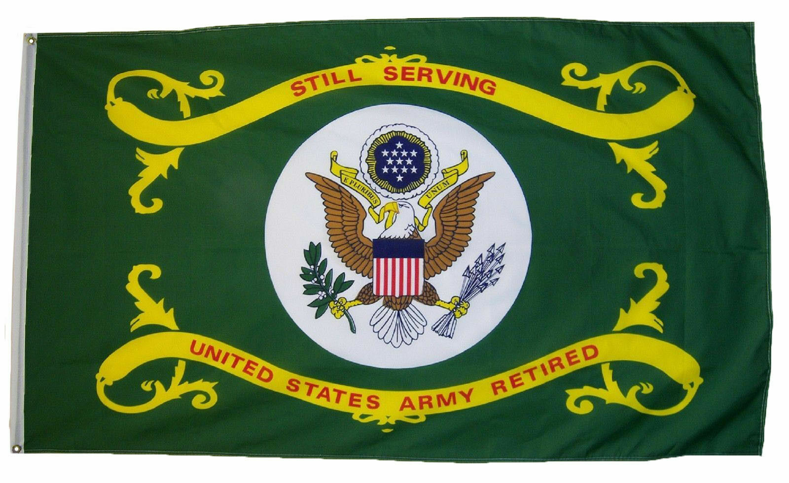 Primary image for US Army Retired Flag 3x5 ft Green Veteran Vet "Still Serving" United States USA