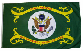 US Army Retired Flag 3x5 ft Green Veteran Vet &quot;Still Serving&quot; United States USA - £15.79 GBP