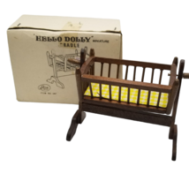 Vintage Dollhouse Miniature Cradle Baby Bed Nursery Hello Dolly NOS Dark Wood - £35.93 GBP
