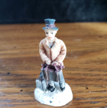 Mini Christmas Village Accessory Man with Luggage Resin 1 3/4 &quot; Tall - £5.18 GBP