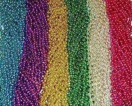One Dozen (12) Mardi Gras Beads Necklaces Party Favors 6 Colors Lot 7mm 33&quot; - £3.90 GBP