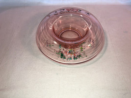 Pink Depression Glass Bowl Decorated With Flowers 7 Inch - £19.68 GBP