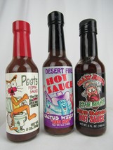 RARE! x3 hot sauce GLASS COLLECTIBLE BOTTLE New Old Stock Poots Crazy Je... - $28.04