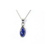Navajo Lapis Oval Cabochon Pendant Sterling Silver Necklace 18in Chain S... - £35.86 GBP