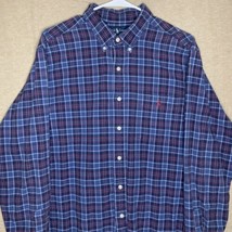 Vintage Polo Ralph Lauren Classic Fit Men Xl Blue Tartan Plaid Long Sleeve Shirt - £18.98 GBP