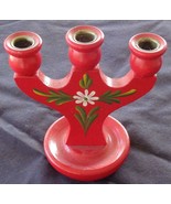 Beautiful Hand-Crafted Hand Painted Wooden Mini Candelabra – Sweden – VG... - £15.68 GBP