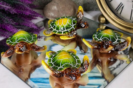 Green Coastal Ocean Marine Giant Sea Turtle Miniature Figurines Pack Of 4 - £17.85 GBP