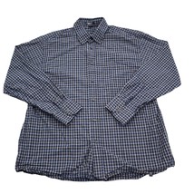 IZOD Shirt Mens L Blue Plaid Sueded Poplin Button Up Long Sleeve Collared Top - £19.70 GBP