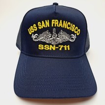 USS San Francisco SSN-711  Mesh Snapback Cap Hat Navy Blue Boat Submarine Ship - £11.82 GBP