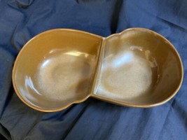 Vintage Frankoma Divided Bowl 4QD Brown Clay Peanut Design - $14.20