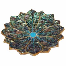 10&quot; Marble Fruit Bowl Semiprecious Abalone Shell Inlay Floral Art Home D... - £467.68 GBP