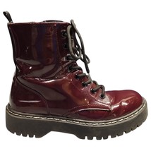 Sincerely Jules Harley Combat Boots Womens 6.5 Burgundy Leather Side Zip... - $87.15 CAD