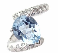 Authentic! Chanel Comete Star 18k White Gold Diamond 2.25ct Aquamarine Ring - £5,995.16 GBP