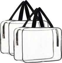 2 Pieces Large Clear Makeup Cosmetic Toiletry Organizer Bag Clear Plastic Tote B - £19.61 GBP