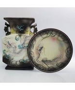 Hinode Moriage Japan Vase And Plate Dragonware - $123.75