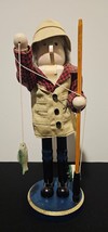 Wooden Nutcracker - 15&quot; Fisherman W/ Fishing Pole And Fish - $29.02