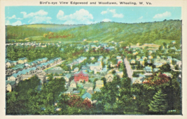 Wheeling West Virginia ~ Uccelli Occhio Vista Edgewood &amp; Woodlawn 1920 Cartolina - £6.29 GBP