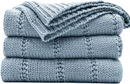 Recyco Cable Knit Blue Throw Blanket For Couch, Super Soft Warm, Chair 5... - $42.96