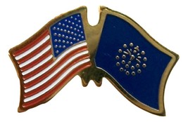 United States Flag and Indiana State Flag Hat Tac or Lapel Pin - $6.58