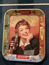 Coca Cola Thirst Knows No Season Lady Vintage Coke Tin Metal Serving Tray A - $41.68