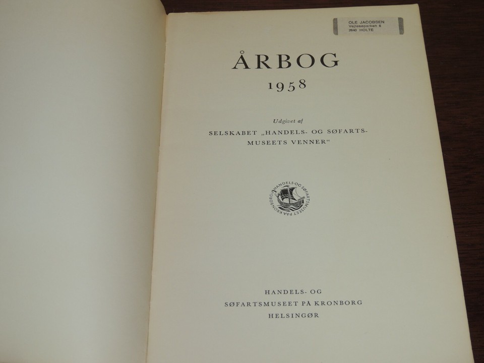 Handels- og Søfartsmuseet på Kronborg Årbog 1958 Trade  Maritime Museum Kronberg Item image 2