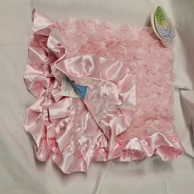 Blankets and & Beyond Baby Girl Pink Security Swirl Rosette Fur Ruffle Satin NEW - $79.19