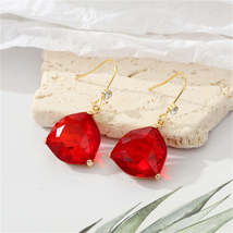 Red Crystal &amp; Cubic Zirconia Hexagon Drop Earrings - £11.18 GBP