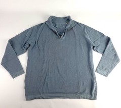 Tommy Bahama Men’s Gray Blue Sweater Quarter Half Zip Pullover Large Silk Nylon - $20.95