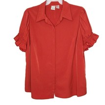 Roaman&#39;s Womens Blouse Size 22W Button Front Short Puffy Sleeve Elastic ... - £10.69 GBP