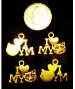 I love my cat jewelry pendant charms antique gold plated zinc findings c... - £0.97 GBP