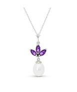 Galaxy Gold GG, 14K Solid White Gold, Natural Amethyst Pendant Necklace ... - $928.26