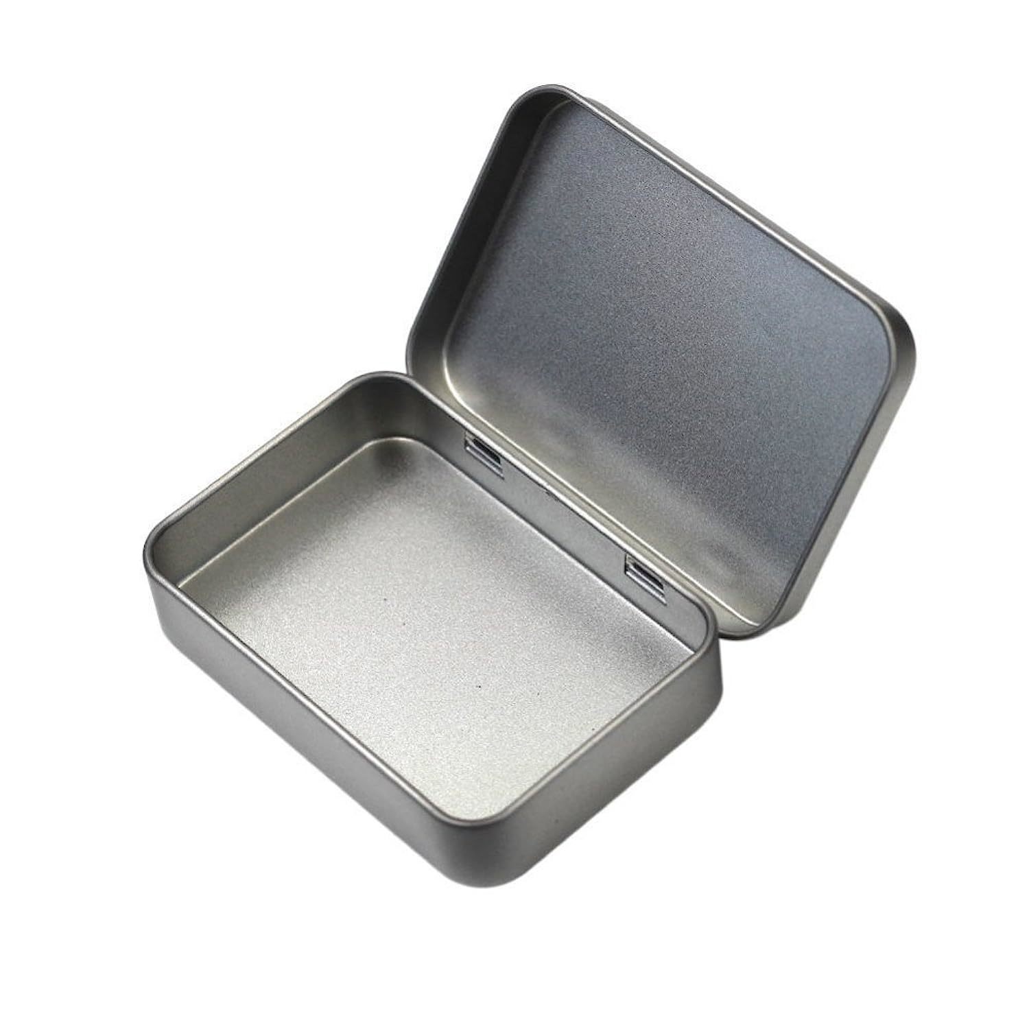 2 Pieces 4.5 X 3.3 X 0.86 Inch Rectangular Empty Hinged Tin Box Containers For H - £14.38 GBP