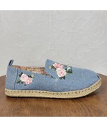 Toms Womens Alpargata Rope Flats 6.5 Floral Embroidered Chambray Espadrille - £20.71 GBP