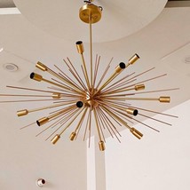 Beautiful 18 Arms Brass Sputnik Starburst URCHIN Chandelier Ceiling Light Fixtur - £410.21 GBP
