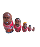 Chicago Bulls Nesting Doll/5-pc Set/Wood/Handmade/Signed/Jordan+Pippen+R... - $17.59