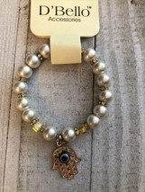 D&#39;Bello Accessories Hamza Bracelet With Pearls And Yellow Beads New In P... - $6.76 CAD