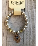 D&#39;Bello Accessories Hamza Bracelet With Pearls And Yellow Beads New In P... - $4.94