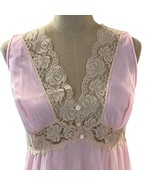 Vintage Women&#39;s Pink Long Nylon Nightgown Lace Accent D&#39;Signer MEDIUM Un... - $43.20