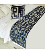 The HomeCentric Velvet Blue Decorative Bed Runner and Pillow Cover - Rou... - $64.69+