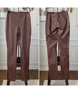 S Betro Faux Vegan Leather Brown Side Zip Pants M Long 34” - €17,92 EUR