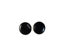 Napier Black Button Disc Earrings Screw Back Vintage 54803 Disk - $11.88