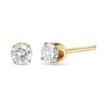 Exquisite 14k Yellow Gold Round-cut Diamond Solitaire Stud Earrings - $455.00