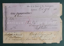 LOT 1882 antique 3 BALTIMORE md FIRE DEPARTMENT BANK CHECKS? cohen and r... - $123.70